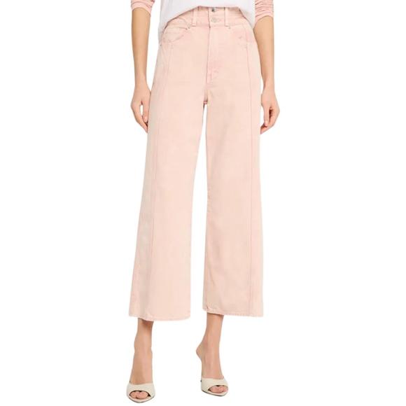 NEW VERONICA BEARD taylor cropped wide-leg jean in pink shell - Picture 1 of 1